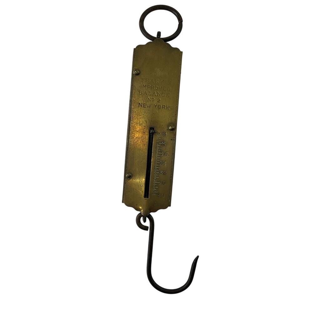 Antique Brass Frarys Improved Balance No 2 New York Spring Scale 50 Pound Decor